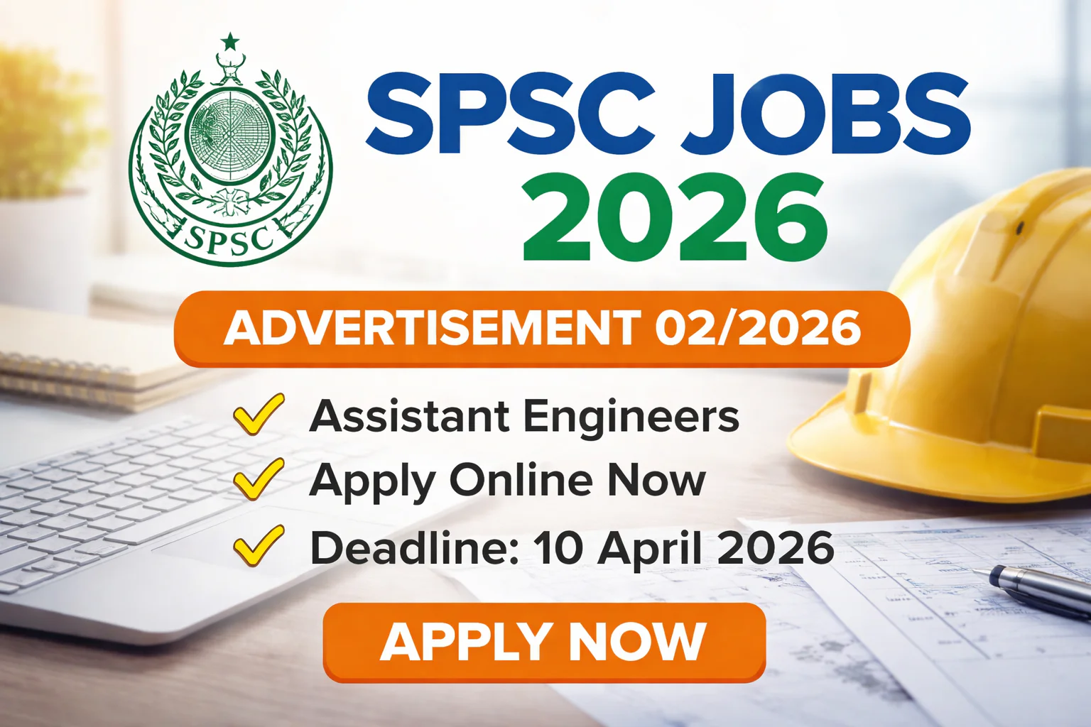Yeh lo **SEO optimized alt text (AdSense friendly + keyword rich):** **Alt Text:** SPSC Jobs 2026 Advertisement 02/2026 banner showing Assistant Engineer vacancies, apply online details and deadline 10 April 2026
